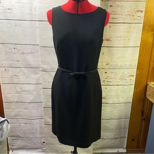 Ann Taylor LOFT Women's Fitted Black Dress with Belt - size 8P